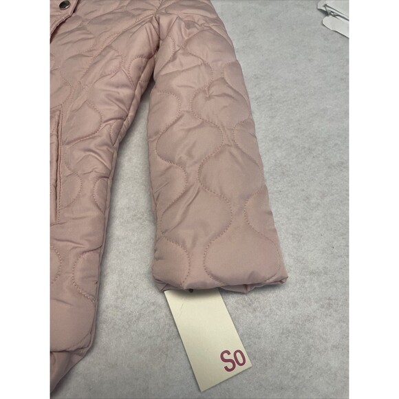 SO Quilted Barn Jacket/Coat Sz Girls 4/5 Lt Pink lightweight pockets snap zipper - Picture 9 of 14